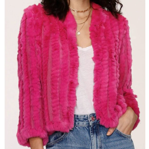NEW Heartloom Rosa Jacket XS Magenta Pink Rex Rabbit Fur - Picture 7 of 10